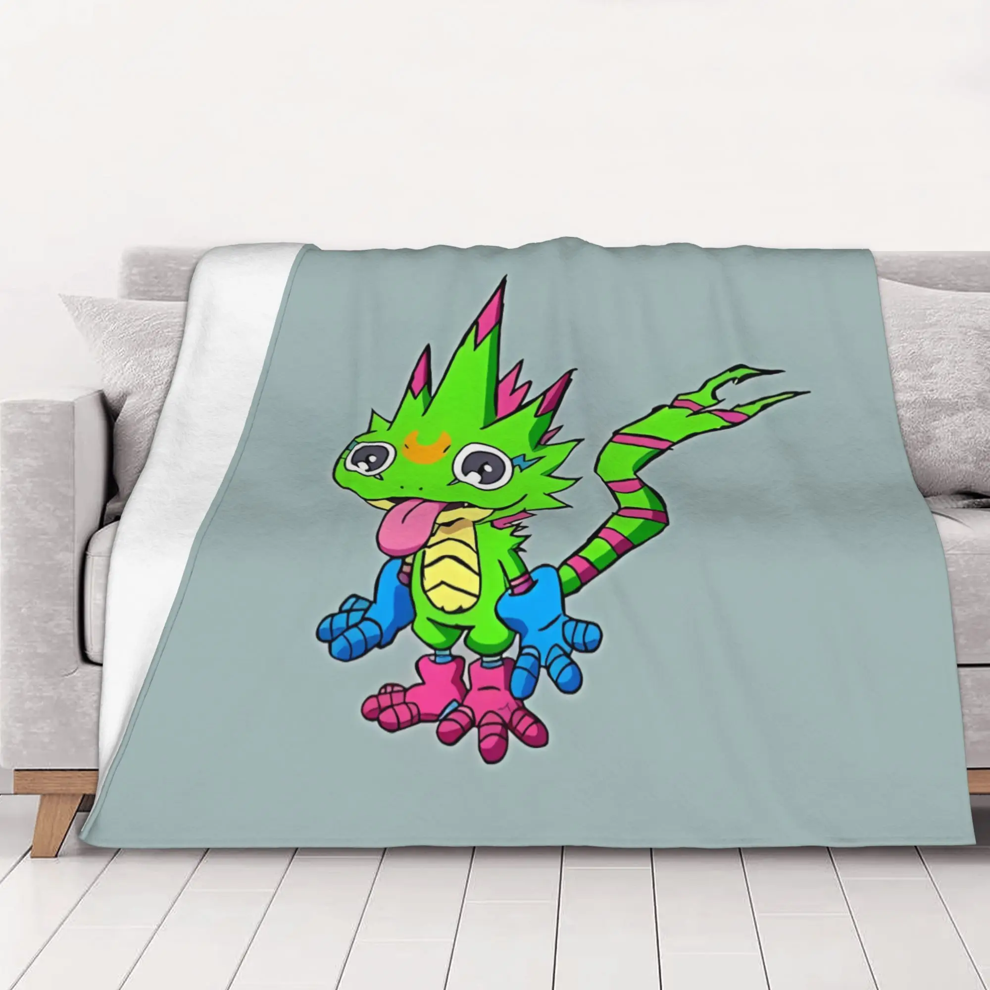 1PC home Cutecore Gekkomon Fanart Digimon Digital Monsters Blanket Super Cosy Plush Home Living Room Sofa halloween