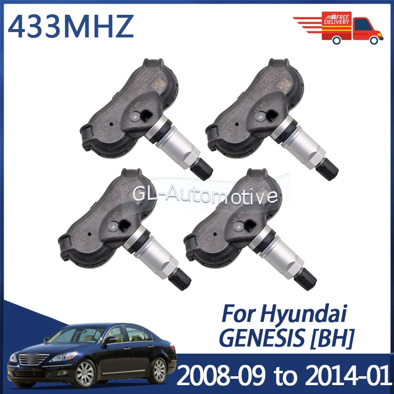 4PCS 434MHZ TPMS Sensor Reifendruck Überwachung Sensor Für Hyundai Genesis 2008-09 bis 2014-01 52933-3M000 529333 M000