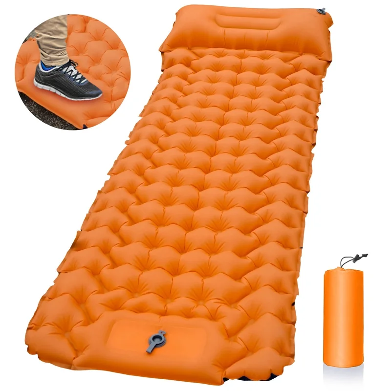 Buit-in Foot Pump TPU Outdoor Fast Inflatable Mattress Portable Camping Damp Proof Sleeping Pad Lunch Break Cushion Ultralight