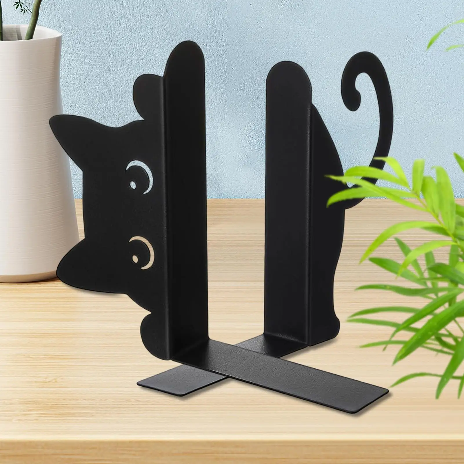 Cat Bookends 2Pcs Cat Book Ends Heavy Book Stand Shelf Book rack Iron Bookends Stand Organizer Book Home Desktop Decor ﻿