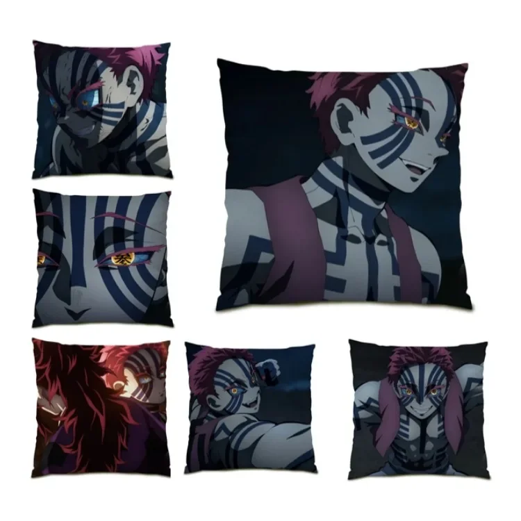 Akaza Pillowcase Demon Slayer Anime Pillow Cover Cartoon Character Cushion Case 45x45 Home Decor Office Chair Sofa Bedroom F0137