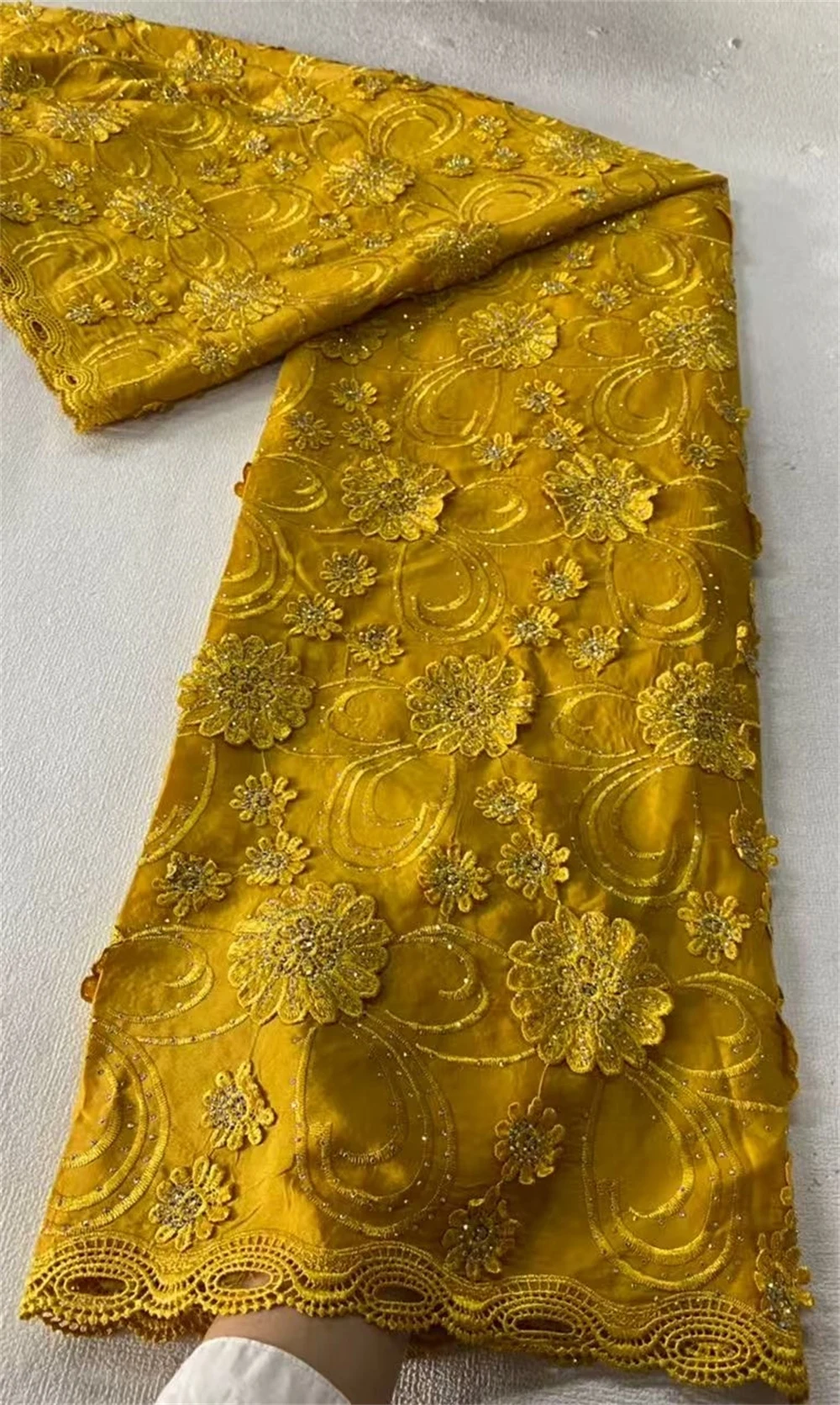 قماش دانتيل أفريقي 2025، مواد أقمشة قطنية للملابس، بالمتر، تطريز، حجر الراين، فساتين الحفلات، تول، 5 ياردات