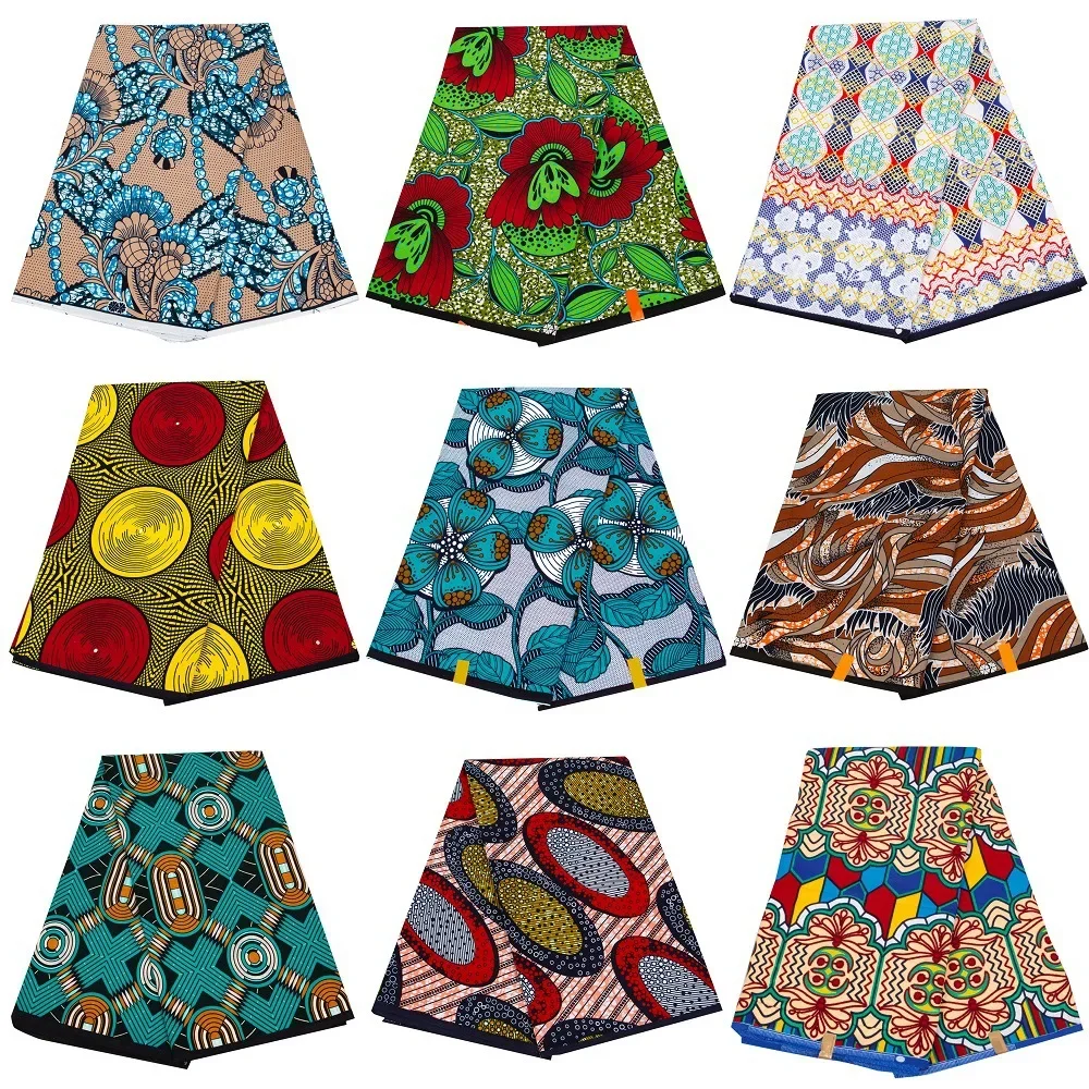 

2024 Ankara African Prints Cotton Fabric Patchwork Real Wax Dress Sewing Tissu Craft DIY Textile Material For Dashiki 6Yards