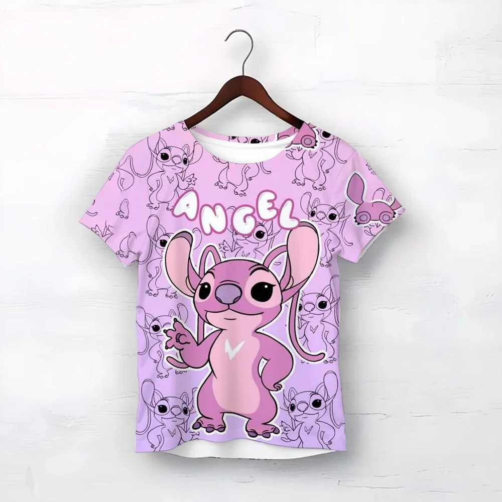 2025 الصيف ديزني غرزة ثلاثية الأبعاد طباعة تي شيرت الأولاد ملابس الفتيات الكرتون الاطفال تي شيرت عادية في سن المراهقة بلايز المحملة 3-14 سنة #2