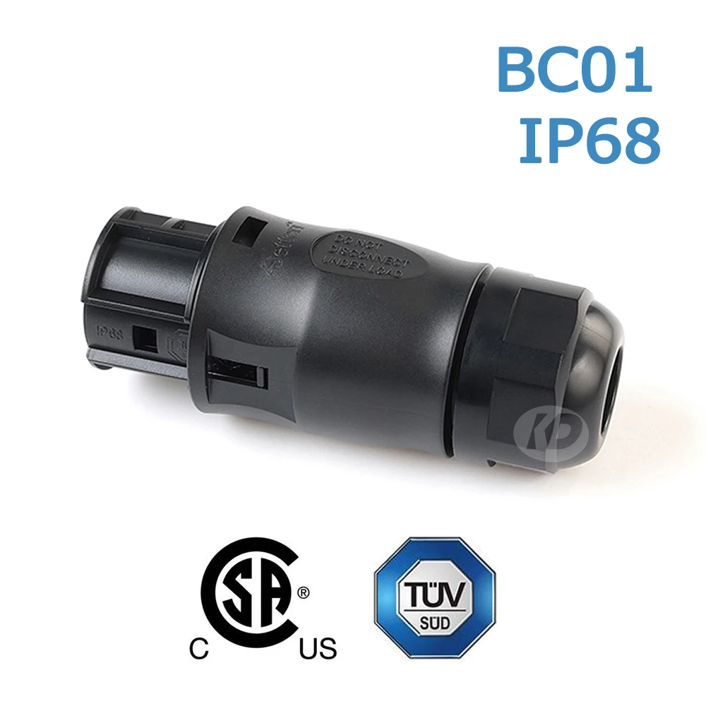 Female Betteri BC01 Connector and Cap, 3-Pole IP68 Waterproof Dustproof PP0 Material TUV 250V-, 25A, CSA 350V-,25A