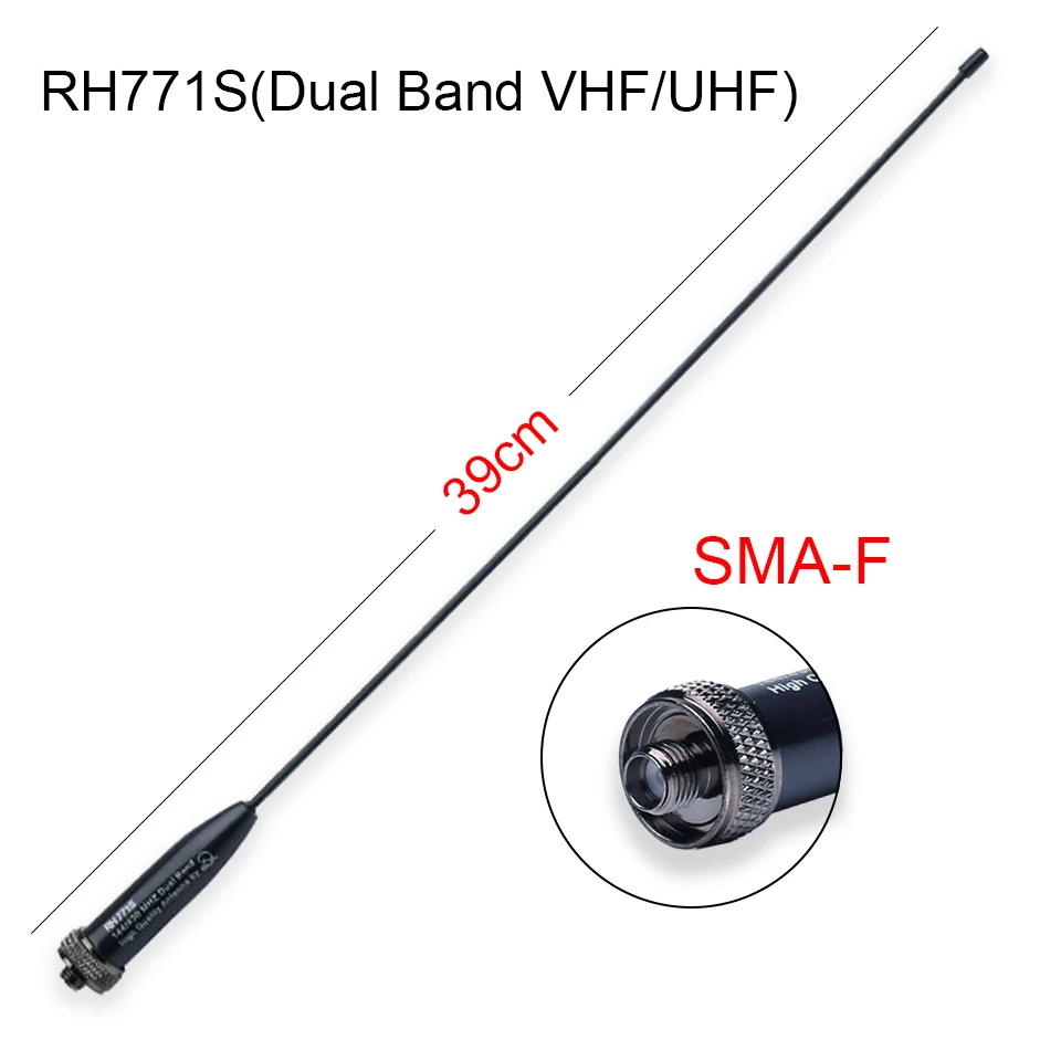 RH771S Portable Walkie Talkies Antenna, Dual Band, VHF, UHF, 2.15dB, 3.4dB, High Gain Titanium Alloy Whip, Light Weight, 144 MHz