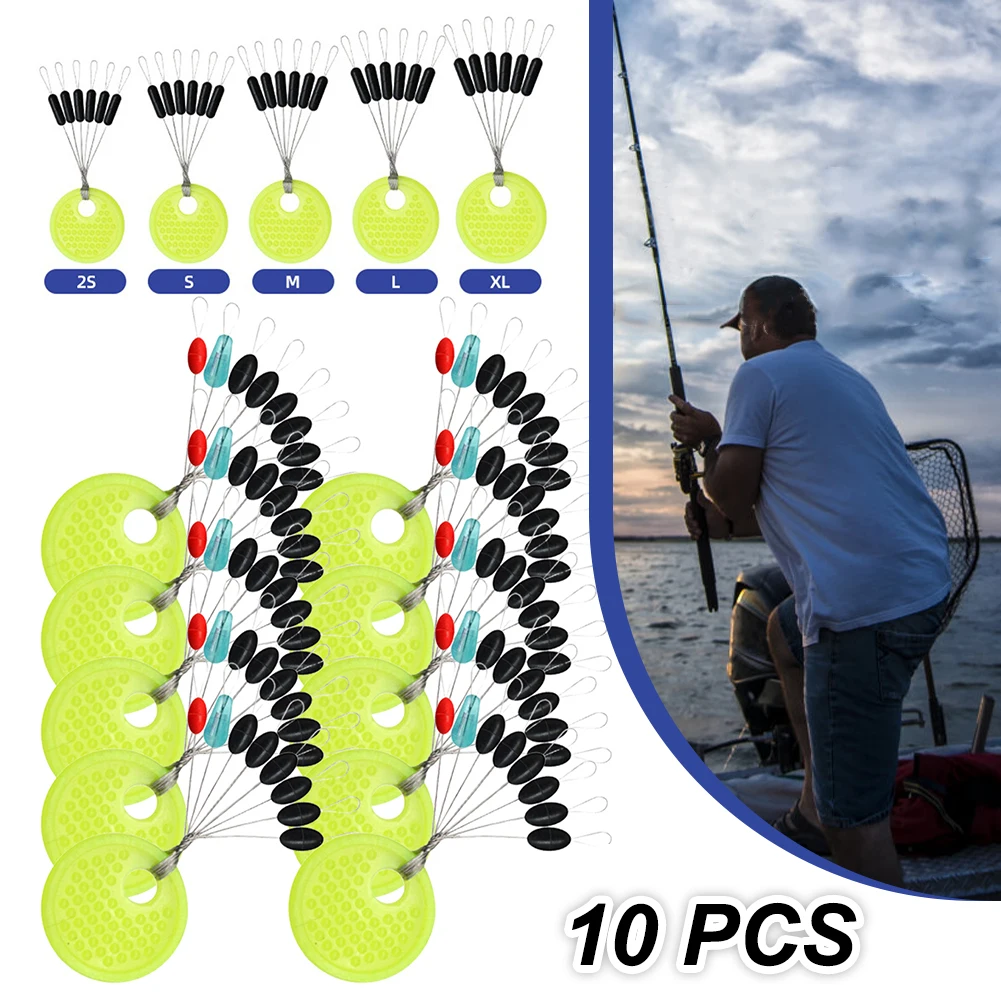 60PCS 10Set Rubber Space Beans Bobbers Colorful Stable Oval Design Buoys Fishing Bobbers Float Space Beans Fishing Supplies Hot