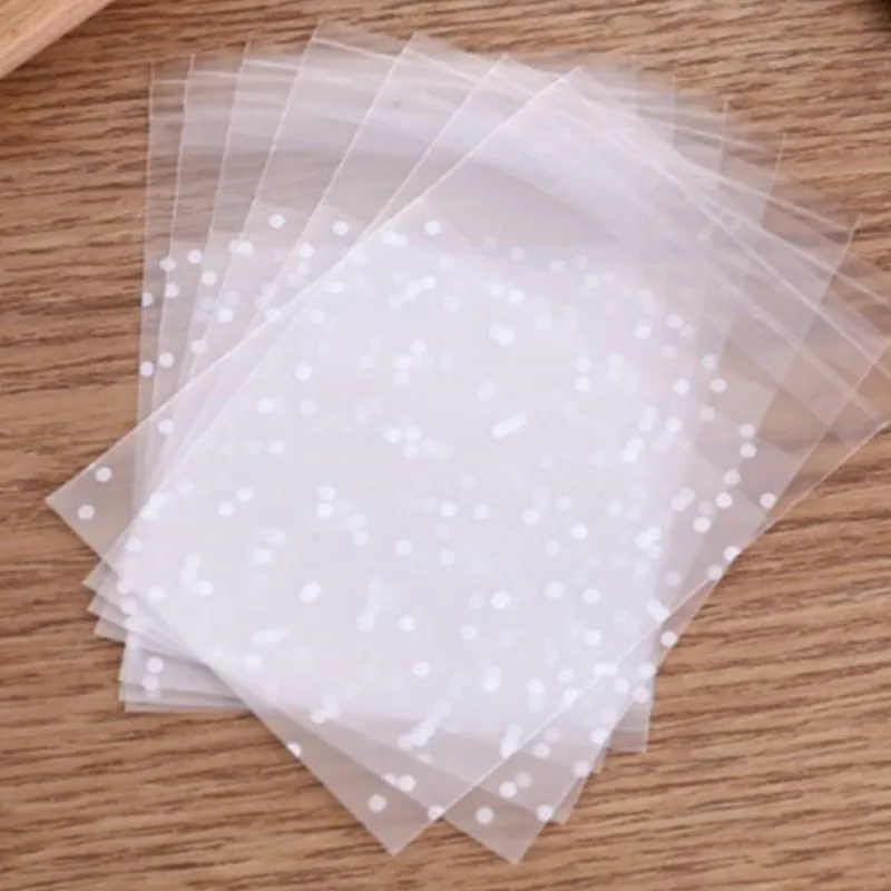 100 sacs cadeaux transparents à pois en plastique, auto-adhésifs, pour bonbons et biscuits, sacs d'emballage DIY pour mariage, fête, décoration, pochettes pour cadeaux de festival