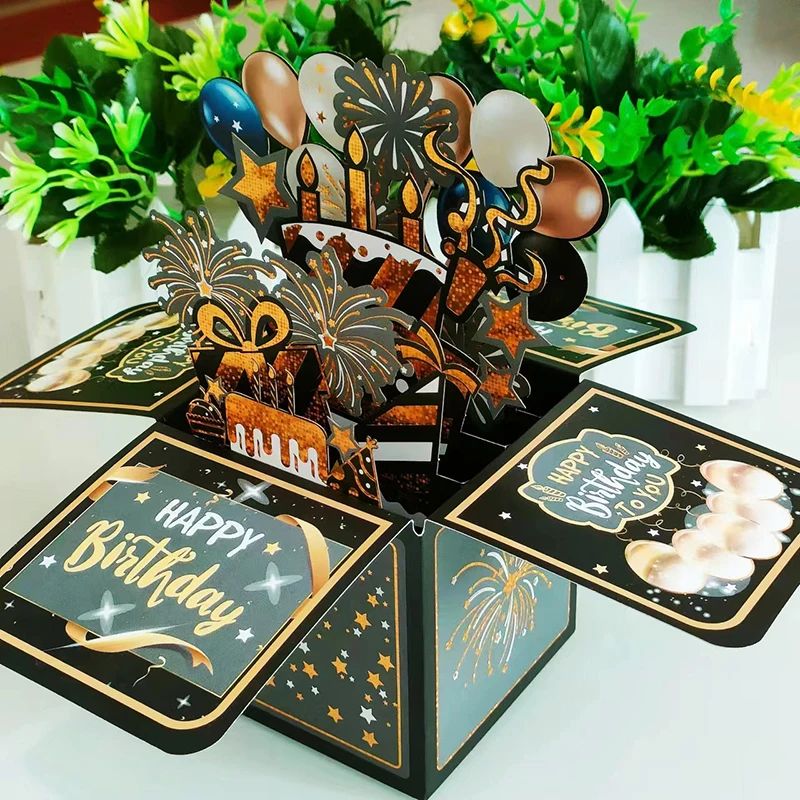 3D Pop Up Happy Birthday Grußkarte Geschenk Grußkarten zum Geburtstag mit Umschlag Segen Postkarte Partygeschenke – Detail 6
