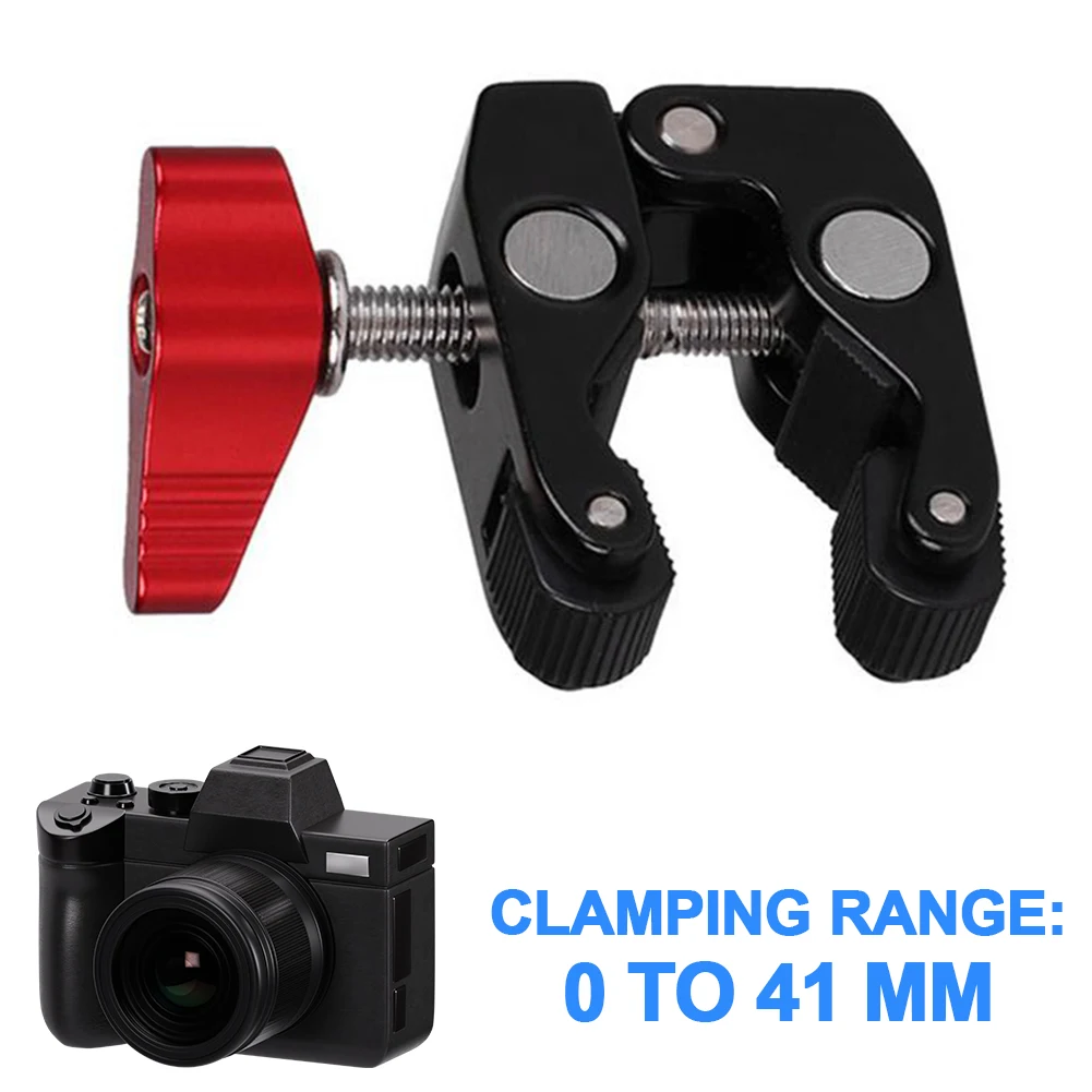 Super Clamp Ball Mount Clamp Magic Arm Super Clamp Multi-function Ball Head W/ 1/4'' for GoPro DSLR Camera Monitor LED Light Mic