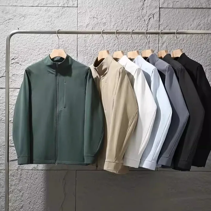 Men's High-End Anti-Tear Windproof Knitted Jacket Sporty Commuter Style Standard Fit Long Sleeve Zipper Closure No Fill