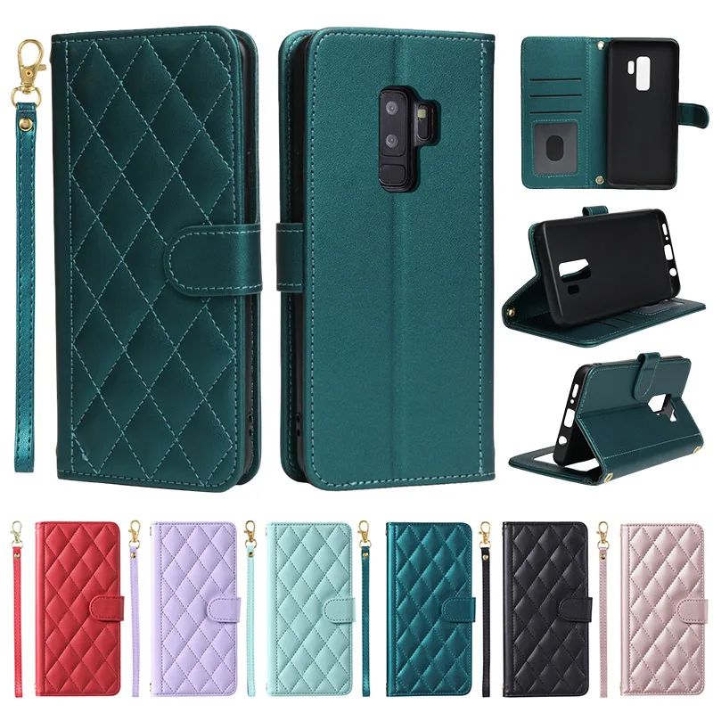 For Samsung Galaxy S9 Case G960F Checkered Leather Wallet Card Flip Cover For Samsung Galaxy S9+ S9 Plus G965F Coque Phone Cases