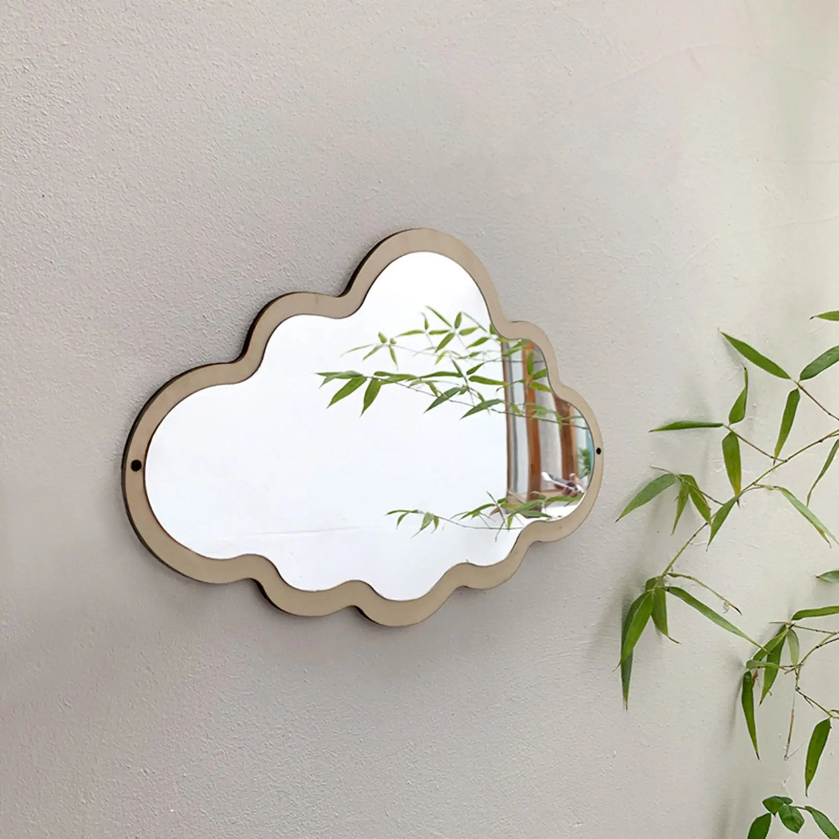 Espejos decorativos acrílicos de nube de madera nórdica, puerta de vidrio, espejo de pared de salón, pegatinas de escritorio para dormitorio, espejo colgante