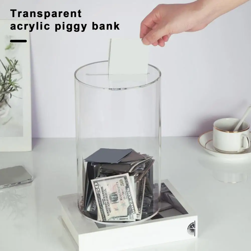 Banco Piggy acrílico transparente para adultos e crianças, Banco de moeda inquebrável, Money Saving Jar, Casa