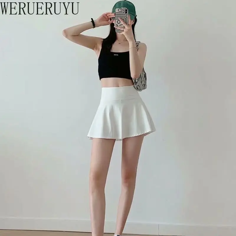 High Waist Elastic Mini Y2k Skirt Woman Y2k Clothes Korean Fashion Summer White Black Casual Sport Short Skirts for Women 2024