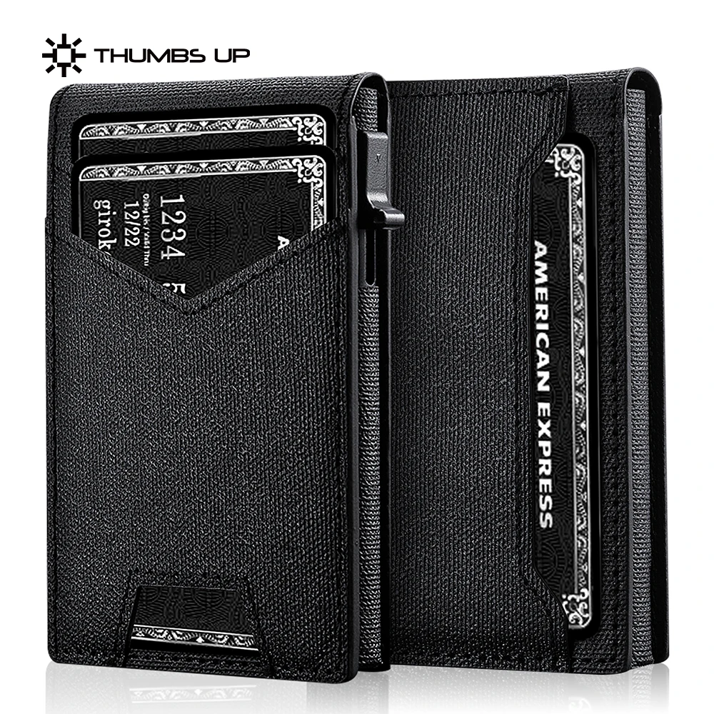 IWANTTI Minimalist Slim Cardholder for Men, Premium Fabric Wallet with Card Ejector, RFID Blocking Front Pocket Stylish Design