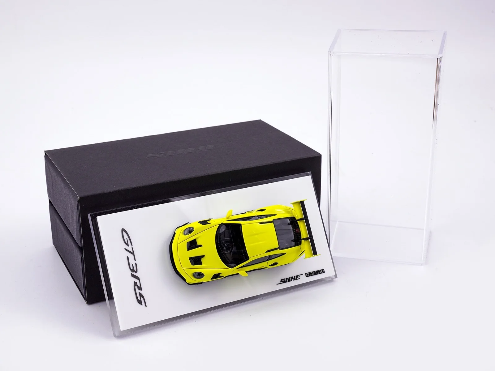 SUHE 1:64 GT3RS 911 992 Acid Lemon Yellow Limited edition of 99 simulated car model children's toy gift pieces