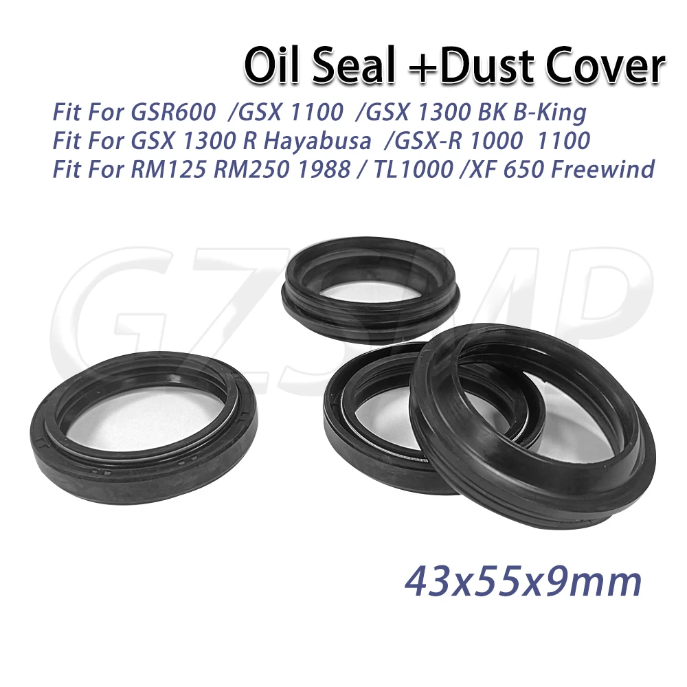 

Front Fork Oil Seal 43x55x9 Dust Cover Fit for Suzuki RM250 125 GSX- R1000 R1100 GSX1300R GSX1300 BK GSR600