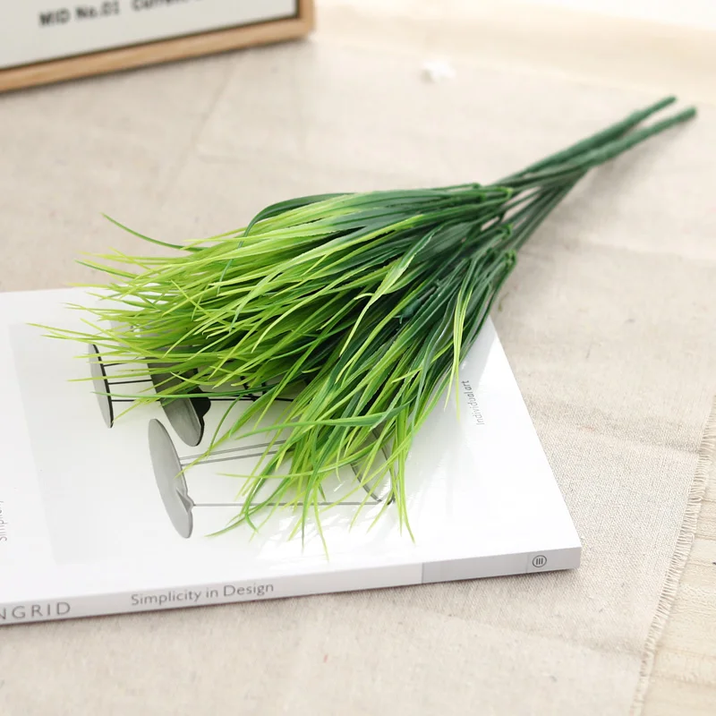 Artificial Plastic Wheat Grass Green Grass For Wedding Home Gardening Grass Outdoor False Plant Craft Supplies DIY Decoration