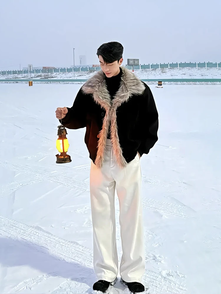 

Мужское хлопковое пальто Bla из замши с меховым воротником, зимнее цельное хлопковое пальто, молодежная модная одежда