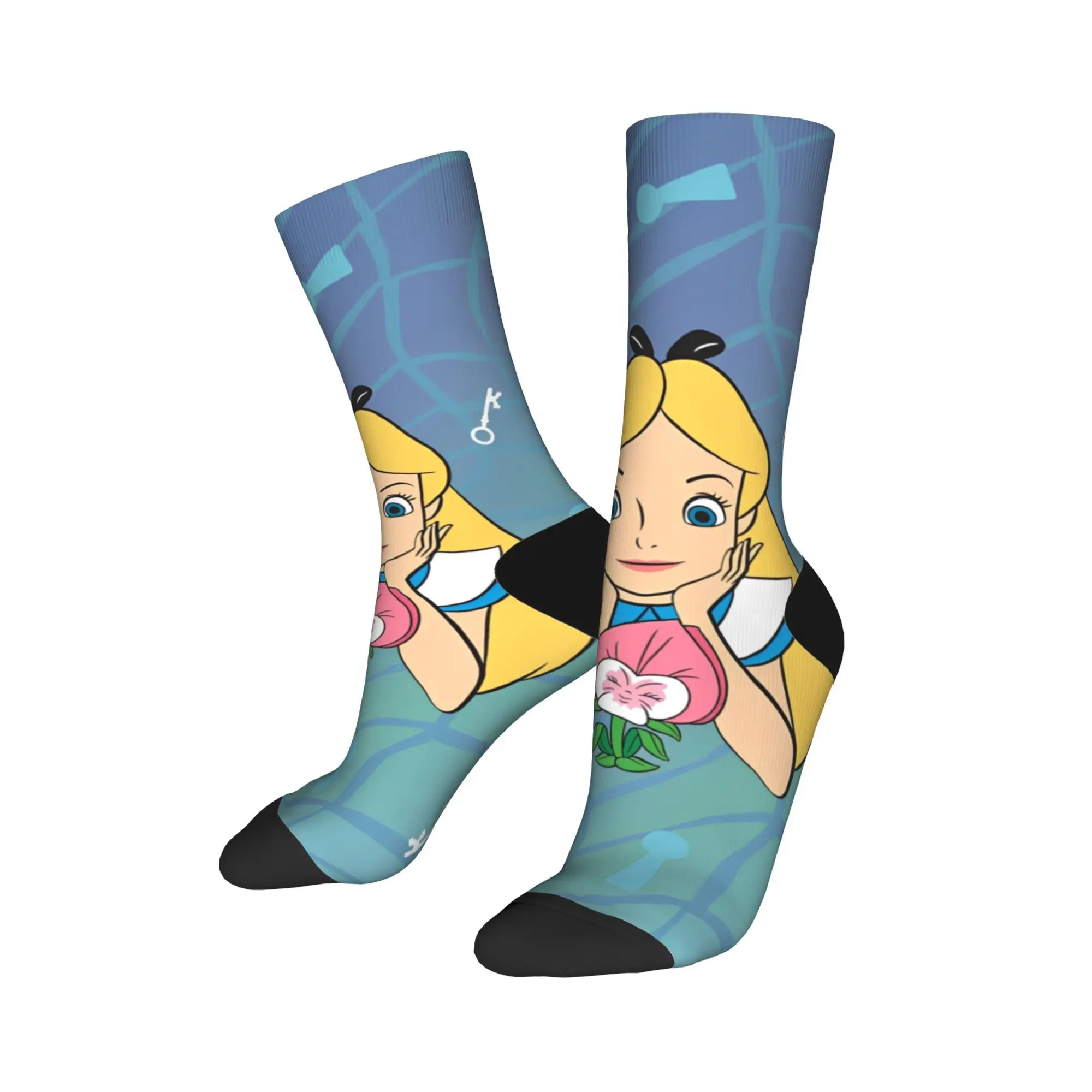 Princess Alice in Wonderland Outfits Men Women Socks Cozy  Skateboard Crew Sock Super Soft Wonderful Gifts