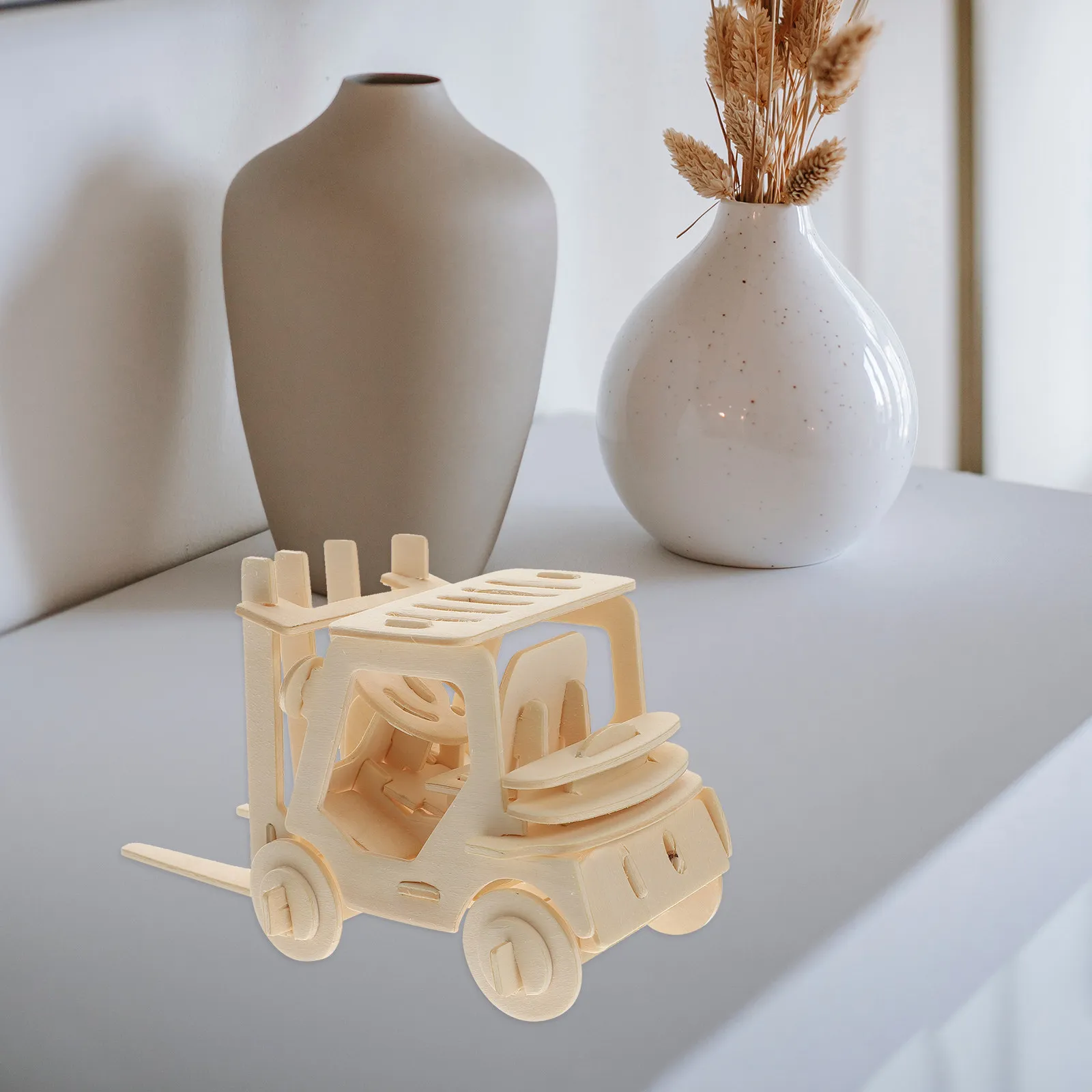 

5Pcs Wooden Airplane Bus Car Forklift Handicraft Puzzle Set Kids Educational Development 3D DIY Assembly Kit Wooden Puzzle