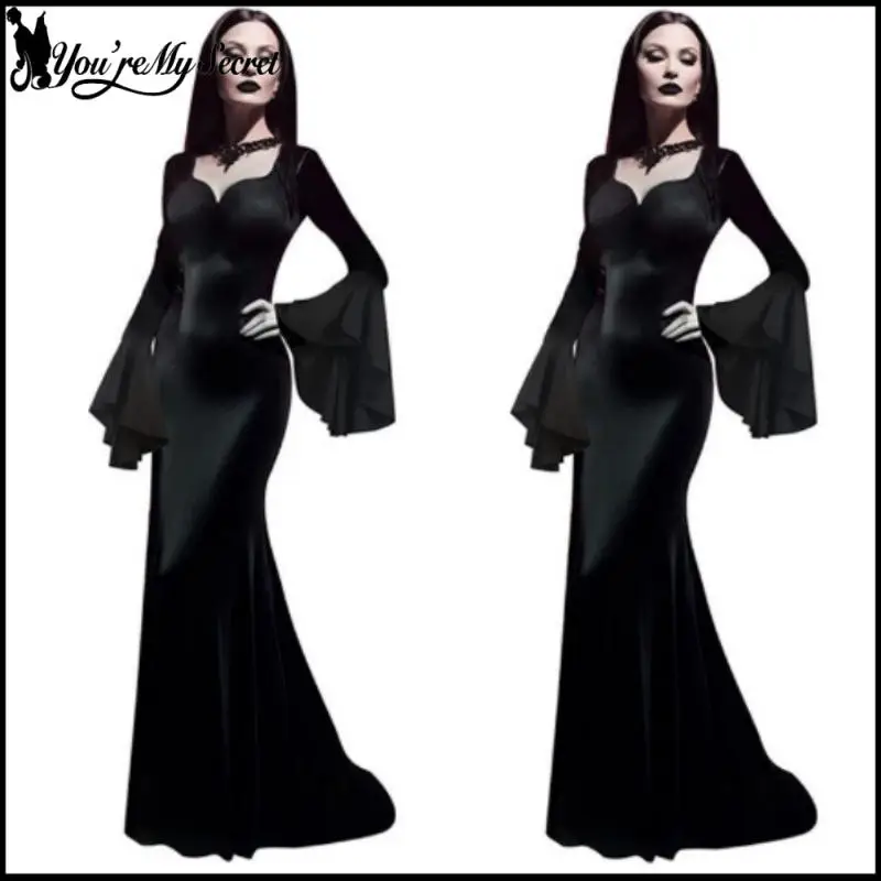 Готическое женское черное платье с широкими рукавами, винтажное бальное платье, средневековая юбка-русалка, вечернее платье для вечеринок, женская весенняя одежда