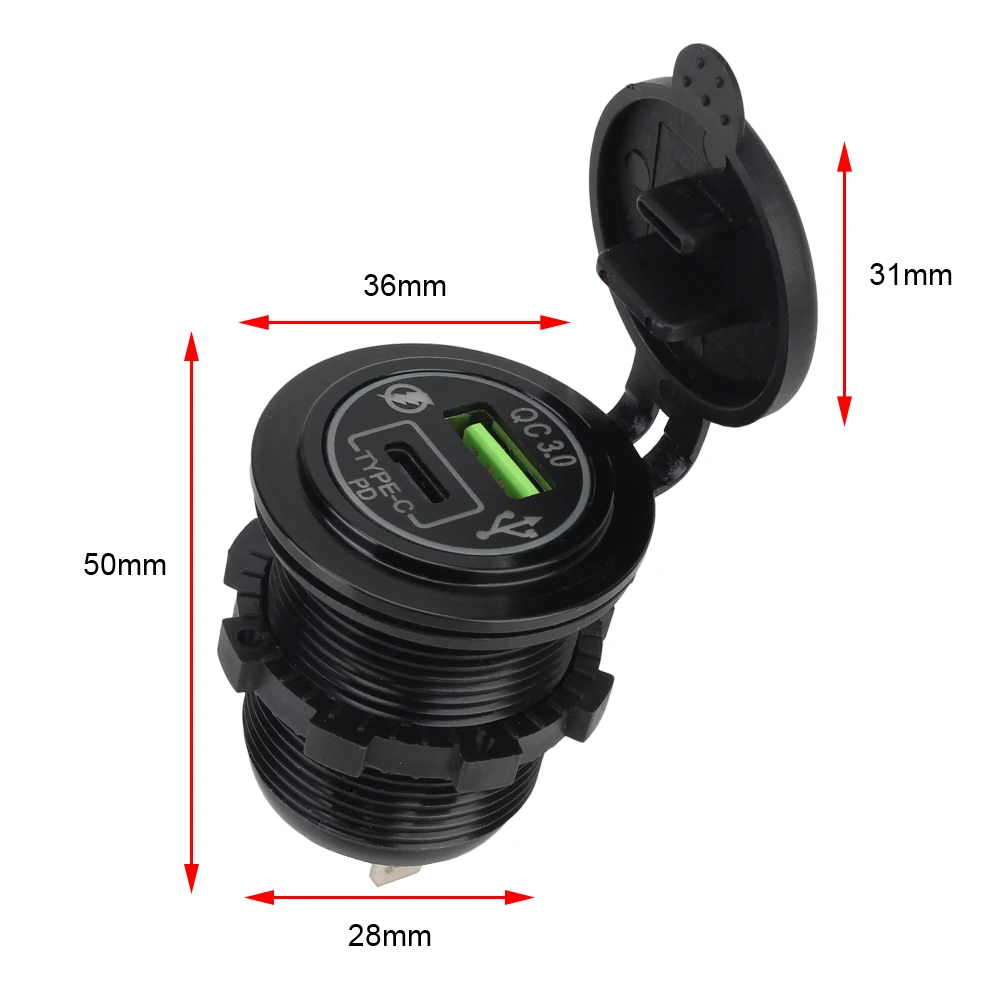 مقبس شاحن السيارة شحن سريع الألومنيوم QC3.0 USB شحن السيارة 5 فولت 5A PD Type-C 40 واط مهايئ شاحن الهاتف المحمول في السيارة
