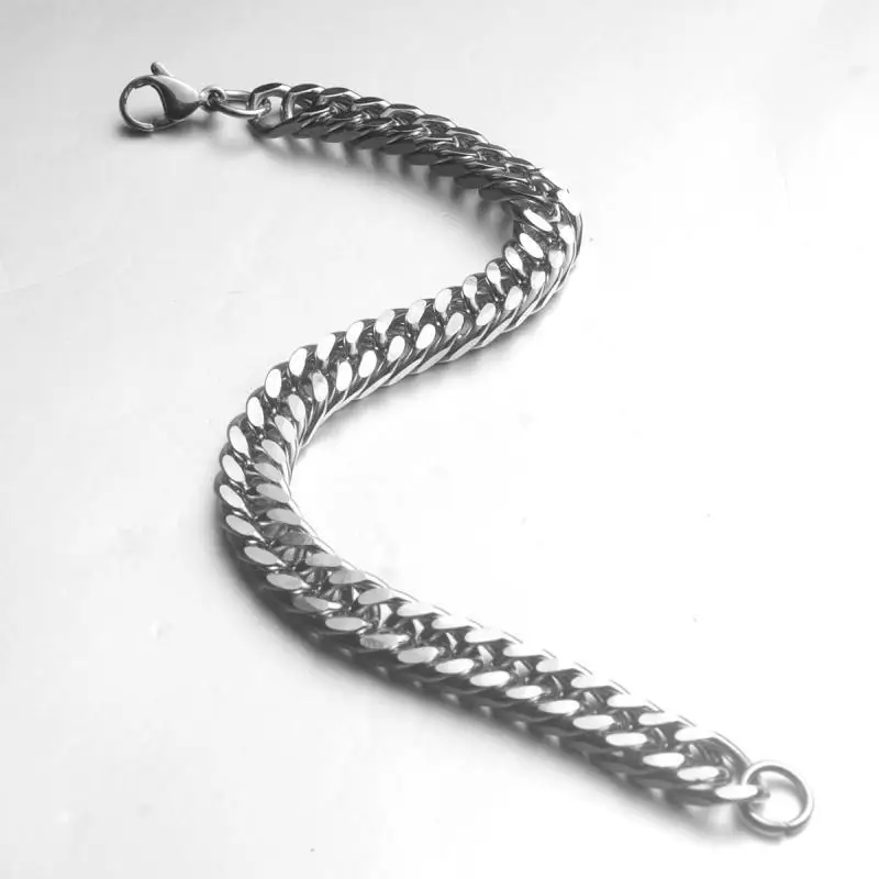 Statement Miami Cuban Curb Chain Bracelets for Men Stainless Steel Waterproof Personalized Wristband Punk Gothic Jewelry