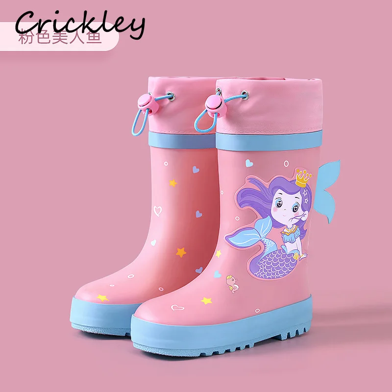 New Unicorn Mermaid Boys Girls Rain Boots Cartoon Dinosaur Astronaut Rubber Children Water Shoes Waterproof Kids Rain Shoes