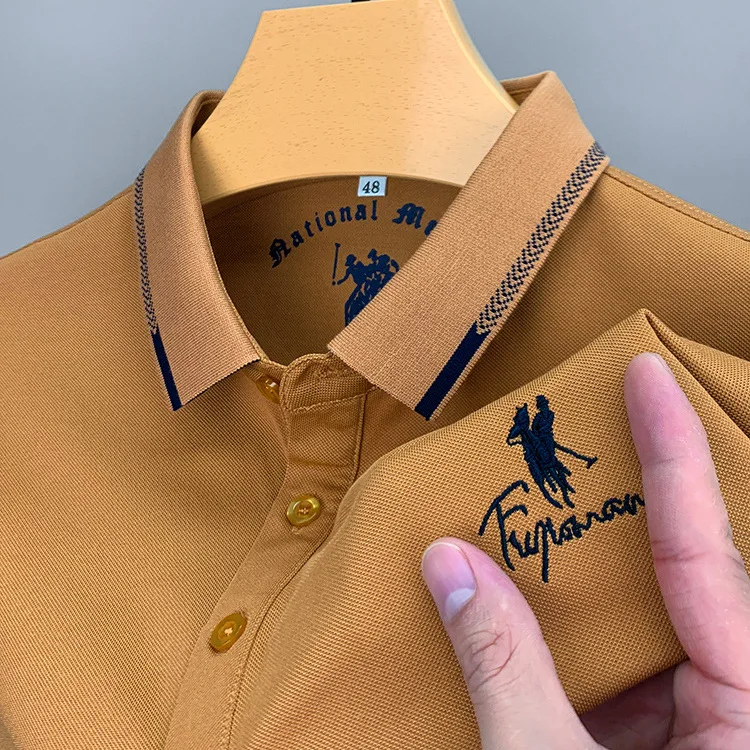 Short Sleeved Men's Polo Shirt Embroidered with Paul Loose Men's Collar, Original Foreign Trade Order, Middle-aged Half Sleeved