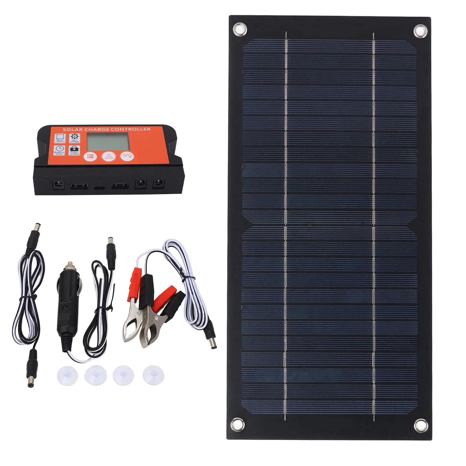

ZK40 600W Solar Panel Charger Monocrystalline Silicon 100A Solar Panel Kit with Extension Cable Battery Clip RV Outdoor Camping