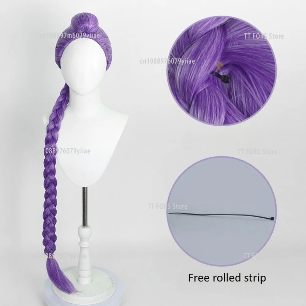 KPOP شيطان هنتر رومي الأرجواني شعر مستعار تأثيري شعر مستعار تأثيري الكبار الأطفال مقاومة للحرارة شعر مستعار اصطناعي هالوين عيد الميلاد حفلة هدية