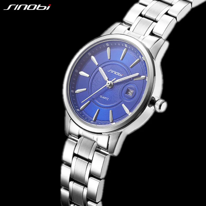 

Nwe Sinobi Woman Watch Fashion and Casual Ladies Quartz Geneva Wristwatches Calender Stainless Steel Clock Gift Relogio Femenino