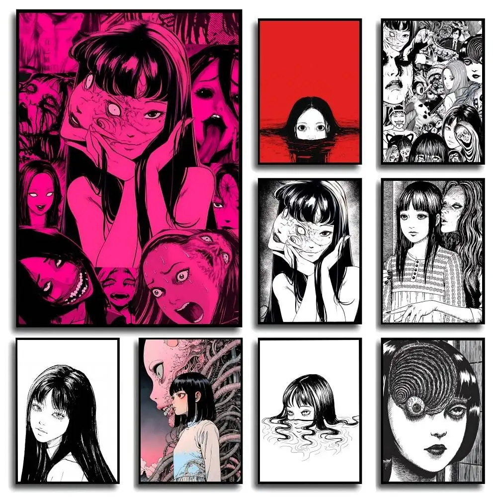 

Horror Anime J-Junji Ito Poster No Framed Poster Kraft Club Bar Paper Vintage Poster Wall Art Painting Bedroom Study Stickers