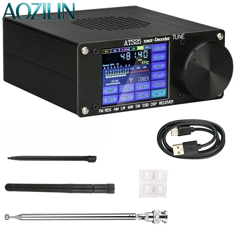 AOZILIN ATS‑25 Max‑Decoder Full‑Band SDR Radio Receiver, Digital Shortwave Radio with Decoding Function, Built‑in Battery