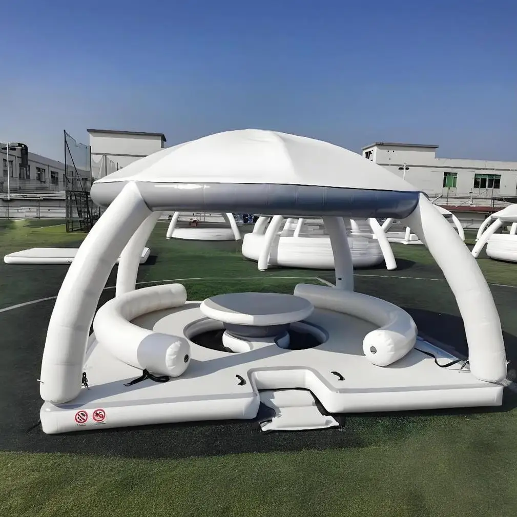 Wholesale Inflatable Water Park Pontoon Teak Platform Floating Tent Dock Floating Island Water Amusement Facilities