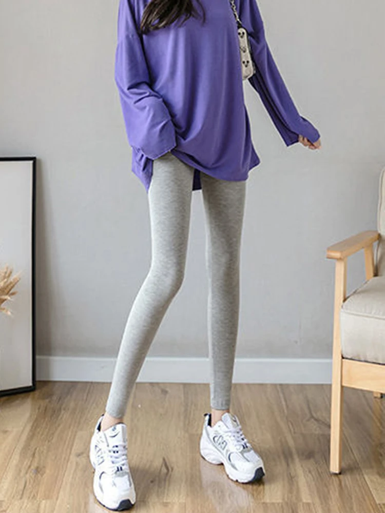 Leggings elásticas de cintura alta para mulheres, slim fit, comprimento do tornozelo, macio, casual, esportes, fitness, push up, poliéster, calças justas femininas, outono