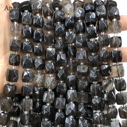 Natural Cube Faceted Smoky Quartzs Loose Square Crystal Beads For Jewelry Making Diy Minerals Bracelet Necklace Accessorise