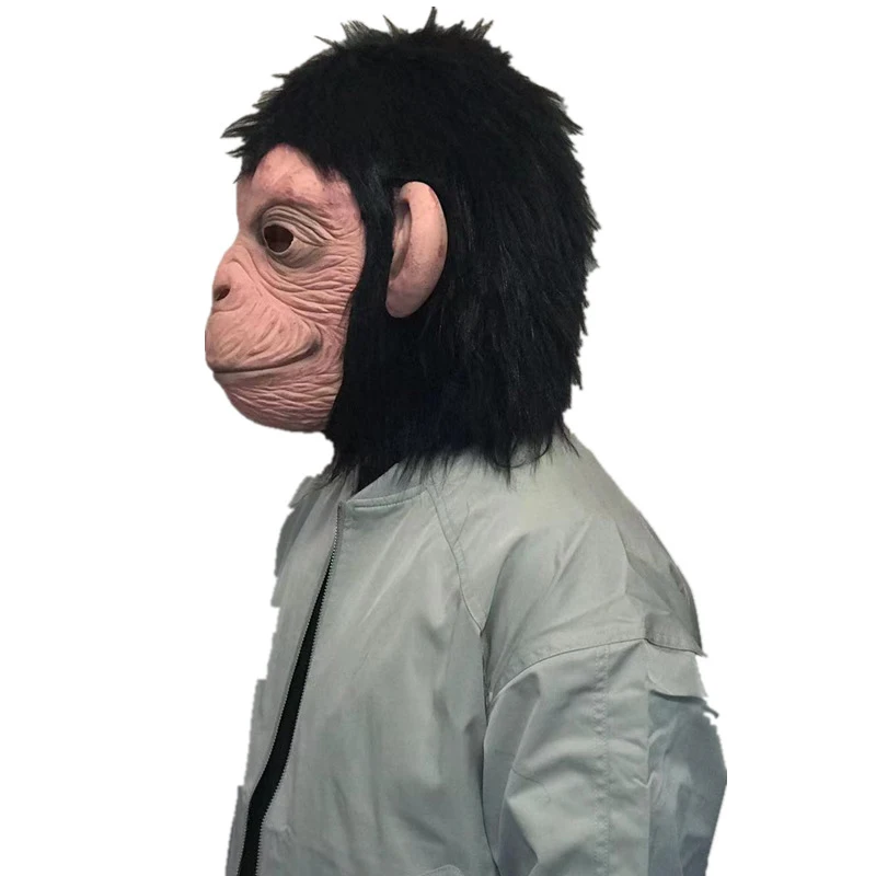 Máscara aterradora de disfraz de cabeza de gorila, mono asustador, máscara de broma, máscara de animal divertida, casco de rendimiento