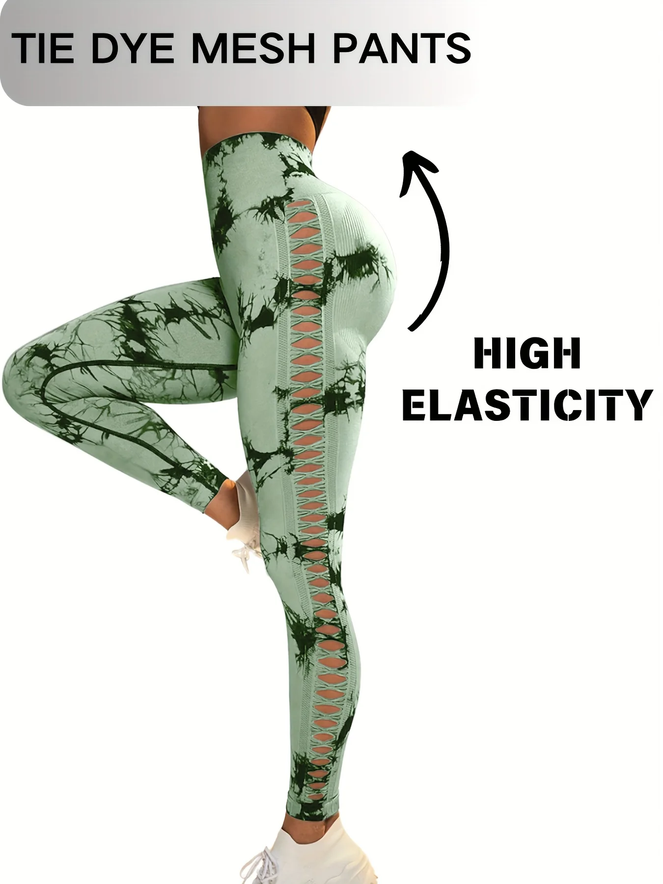 

Брюки для йоги с вырезами по бокам, окрашенные в галстук, брюки для фитнеса с высокой талией и подъемом бедер, бесшовные спортивные колготки с боковыми полыми краями, Worko