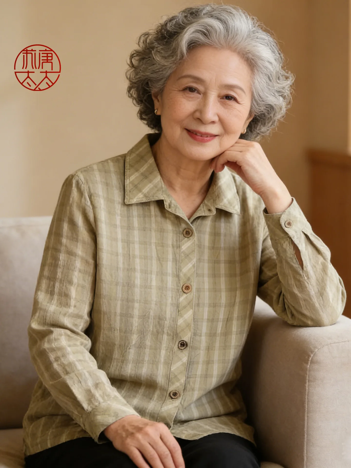 

Casual Pure Cotton Plaid Long Sve irt Women's Faionable Mommy Sle Clothing Breathable Lightweight Comfortable for El...