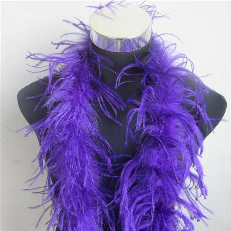 YY-tesco 2 Meter/Lot 2 Layer Natural gray Fluffy Ostrich Feathers Boa Costumes/Trim For Party/Costume/Shawl/ Ostrich Plume