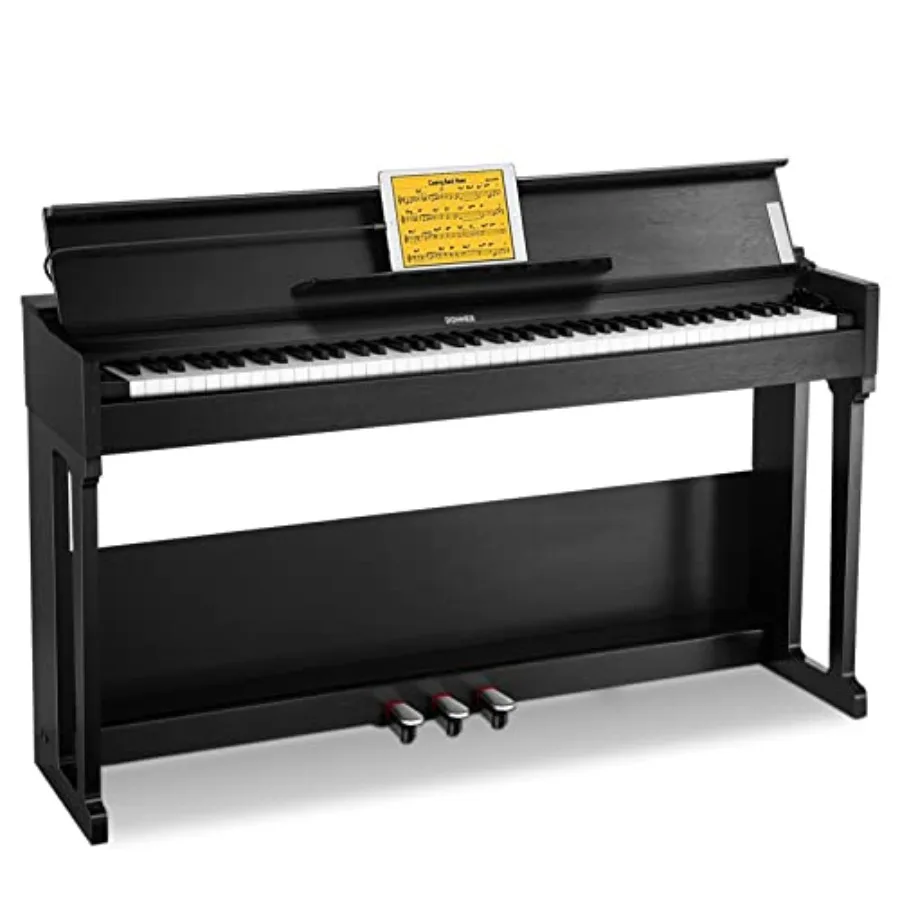 Piano Digital Donner DDP-90 con Teclado Contrapesado de 88 Teclas para Principiantes y Profesionales con Tres Pedales y Reproducción de Música desde Memoria USB