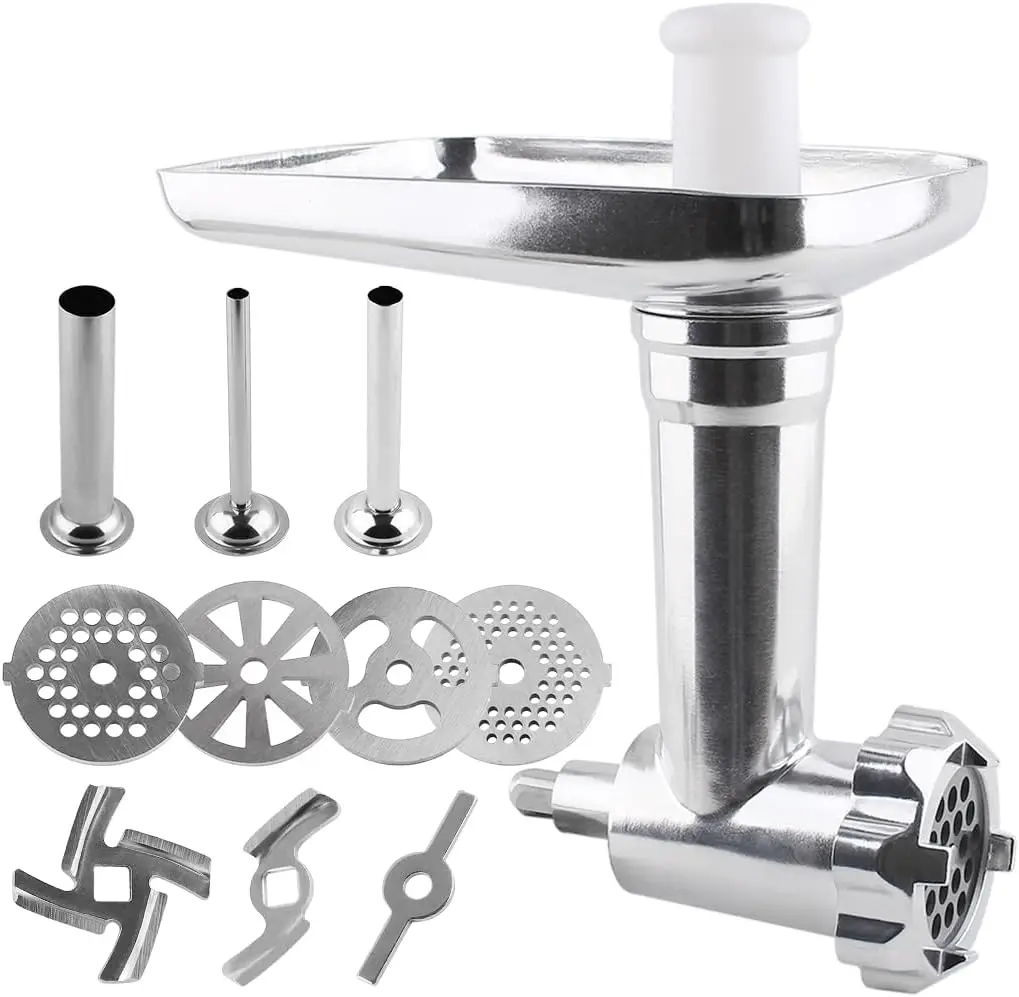 

MG-50 Meat Grinder Attachment,Compatible with Cuisinart Stand Mixer SM-50 and SMD-50 Series(Stainless Steel Sausage stuffer Tube