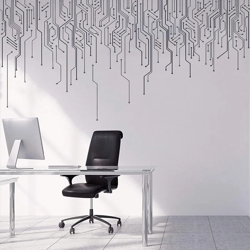 Computer IT Decor,Circuit Board Wall Decal, Technology Vinyl Wall Art Decals
