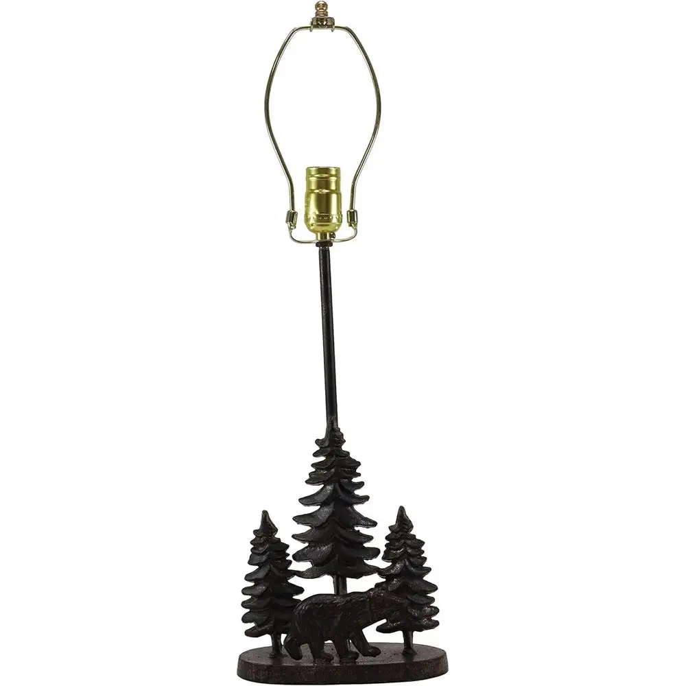 Rustic Black Bear Table Lamp with Pine Tree Shade, 24.5 Tall, Mountain Cabin Decor - view 4