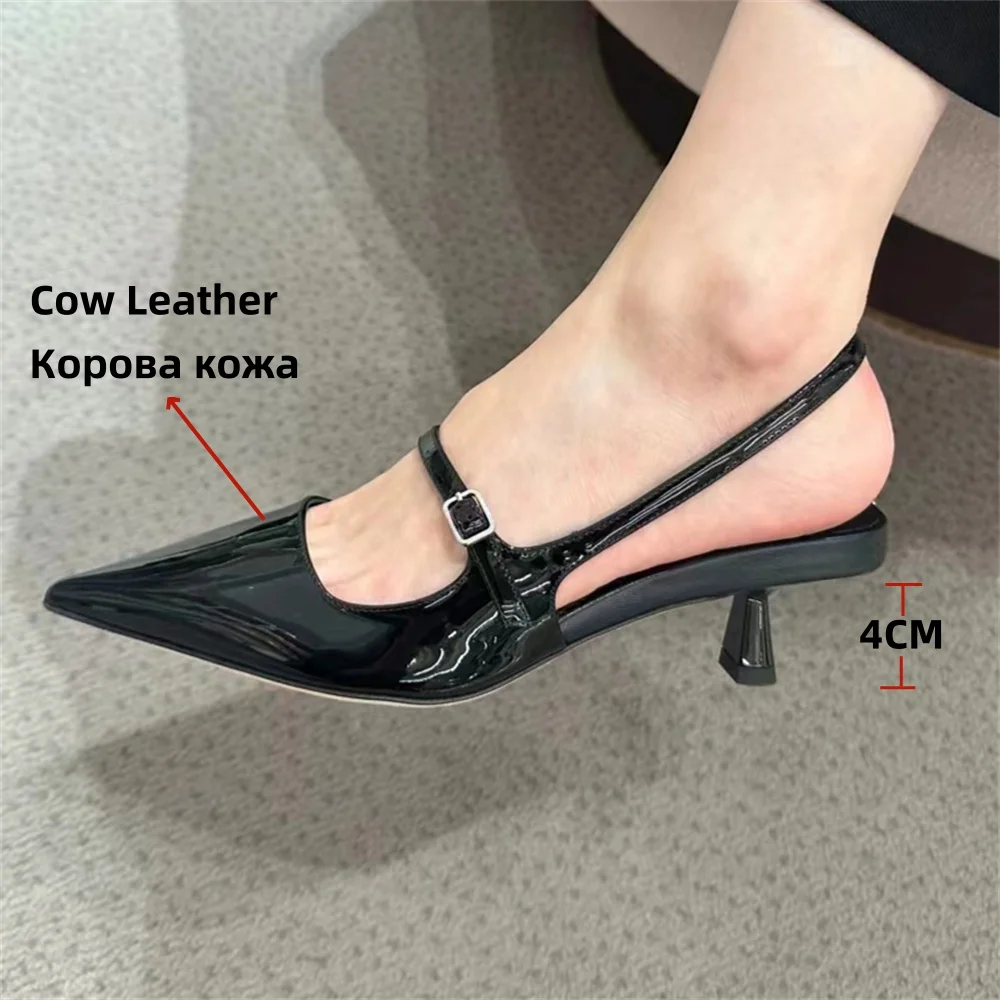 FEDONAS Fashion Ins Women Genuine Leather Pumps Sexy Slingbacks Kitten Heels Pointed Toe Party Shoes Woman High Heels Pumps