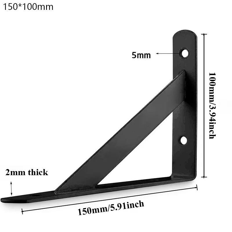 6PCS Regal Schwimmende Regal Stativ Halterung Heavy Duty Schwarz Stahl für Dekorative Wand Halterung Joint Winkel mit Schrauben