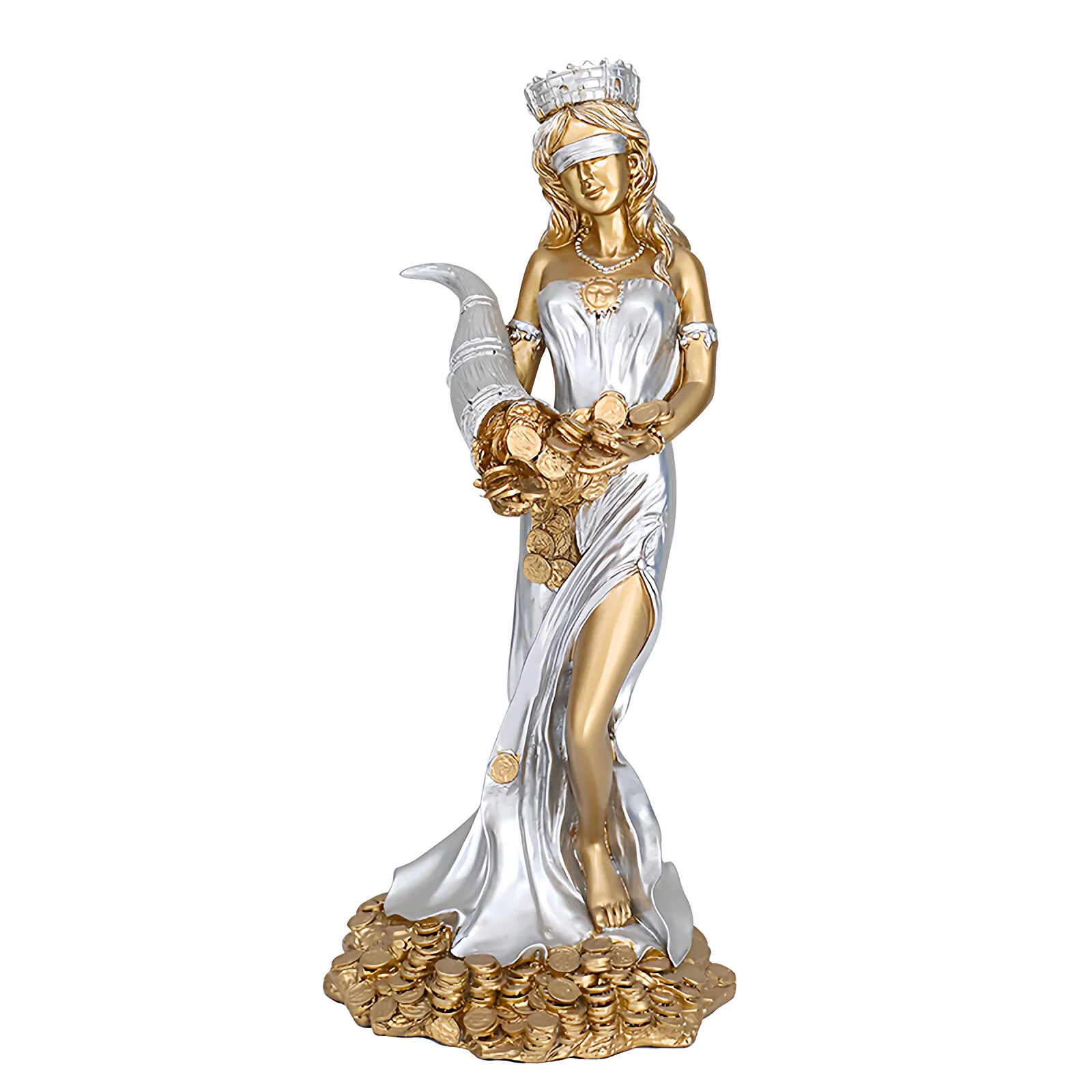 Resin Wealth Goddess Statue European Greek Style Figurine Desktop Ornament for Home Office Shop Creative Grand Opening Gifts